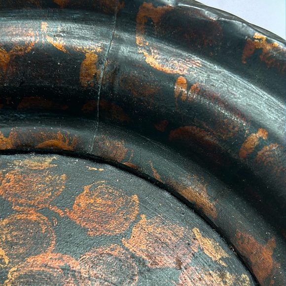 Decorative Rustic Metal Bowl With Handles Copper Coloured Pattern - Picture 6 of 14